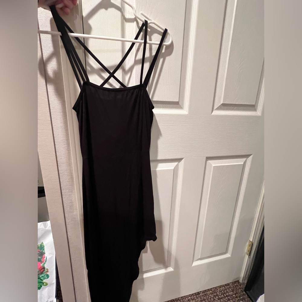 Black Asymmetric Cotton Dress from Missguided (US: 4)